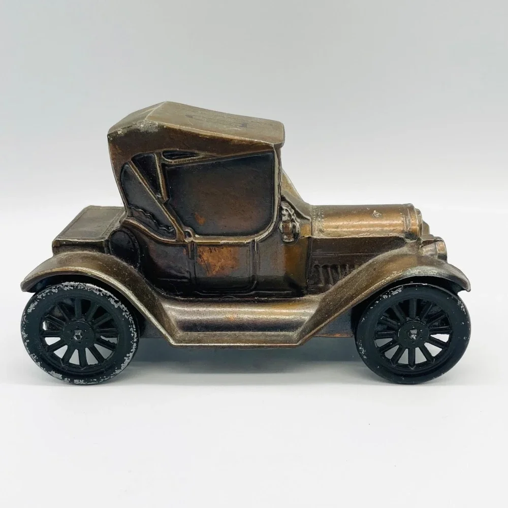 Peoples National Bank 1915 Model T Car Coin Bank Bronze Tone Vintage New Jersey